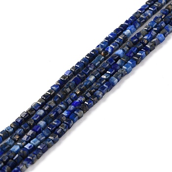 Natural Lapis Lazuli Beads Strands, Faceted, Cube, 2x2x2mm, Hole: 0.7mm, about 178pcs/strand, 15.39 inch(39.1cm)