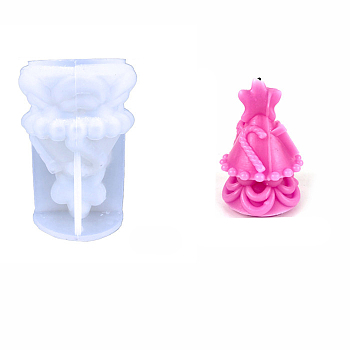 DIY Christmas Tree Food Grade Silicone Candle Molds, for Scented Candle Making, White, 136x94mm