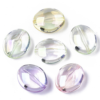 Transparent Acrylic Beads, AB Color Plated, Oval, Mixed Color, 23x19x11mm, Hole: 1.8mm