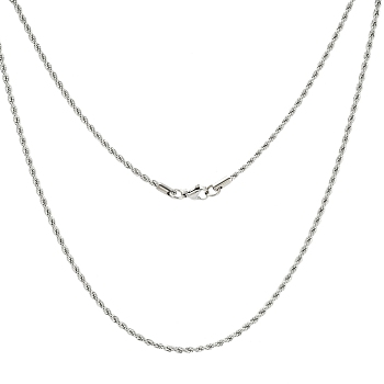 304 Stainless Steel Necklaces Unisex Rope Chain Necklaces, Stainless Steel Color, 20 inch(50.8cm)
