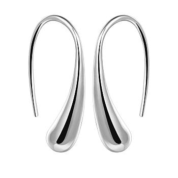 Silver Color Plated Brass Dangle Earrings, 29x13mm