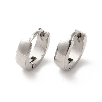 Polishing 304 Stainless Steel Hoop Earrings, Platinum, 9x3mm