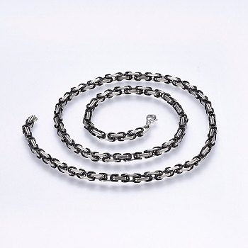 201 Stainless Steel Byzantine Chain Necklaces, with Lobster Claw Clasps, Gunmetal & Stainless Steel Color, 22.8 inch(58cm), 4mm