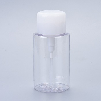 Vacuum Lotion PET Plastic Push Down Empty Lockable Pump Dispenser Bottle, Refillable Bottles, for Nail Polish and Makeup Remover, Clear, 12.6cm, Capacity: 200ml(6.76 fl. oz)
