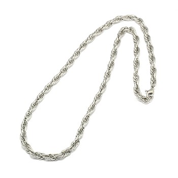 Fashionable 304 Stainless Steel Rope Chain Necklaces, with Lobster Claw Clasps, Stainless Steel Color, 21 inch~22 inch(53.3~55.8cm)x6mm