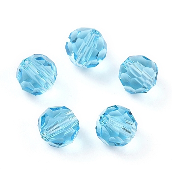 Glass Beads, Faceted, Round, Aquamarine, 8.5x8mm, Hole: 1.6mm