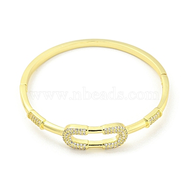 Rectangle Brass Micro Pave Clear Cubic Zirconia Hinged Bangles for Women(BJEW-Z062-05B)-2