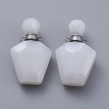 Pendentifs de bouteille de parfum ouvrants en jade blanc naturel à facettes(G-E564-09A-P)-2