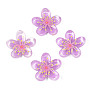 Spray Painted Transparent Resin Cabochons, Flower, Violet, 23x24x5mm