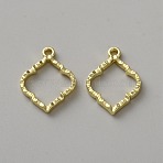 Alloy Pendants, for DIY Accessories, Rhombus, Real 14K Gold Plated, 22.5x16.5x2.5mm, Hole: 2mm(FIND-WH0473-019G)