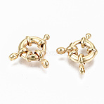 Brass Spring Ring Clasps, with Bail Beads/Tube Bails, Nickel Free, Real 18K Gold Plated, 11.5mm, Hole: 2.5mm(X-KK-S356-112G-NF)