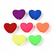 Spray Painted Acrylic Beads, Heart, Mixed Color, 11x14x6mm, Hole: 2mm, about 833pcs/500g(ACRP-N003-08)