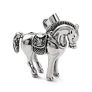 Tibetan Style Alloy Pendants, Horse Charms, Antique Silver, 34.5x40.5x11.5mm, Hole: 8x4.5mm(TIBE-L012-031AS)