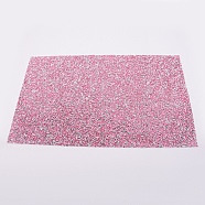 Glitter Hotfix Resin Rhinestone, Hot Melt Adhesive on the Back, Costume Accessories, Rectangle, Pink, 400x241x2mm(DIY-WH0175-48G)