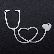 201 Stainless Steel Pendants, Stethoscope, Stainless Steel Color, 30x40x1mm, Hole: 1mm(STAS-T046-JN264-1)