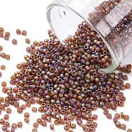 TOHO Round Seed Beads, Japanese Seed Beads, (177F) Transparent AB Frost Smoky Topaz, 15/0, 1.5mm, Hole: 0.7mm, about 135000pcs/pound(SEED-TR15-0177F)