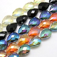 Electroplate Crystal Glass Teardrop Beads Strands, Faceted, Color Plated, Mixed Color, 24x17x11mm, Hole: 1mm, about 30pcs/strand, 28.3 inch(EGLA-F067-M)