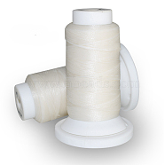 Flat Waxed Polyester Cord, for Leather Sewing Stitching, White, 0.8mm, about 54.68 yards(50m)/roll(OCOR-E021-A01)