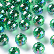 Transparent Acrylic Beads, AB Color Plated, Round, Green, 16x15mm, Hole: 2.8mm(X-MACR-S370-B16mm-735)