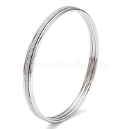 3Pcs 304 Stainless Steel Plain Bangles Set, Stackable Bangles, Stainless Steel Color, Inner Diameter: 2-3/8 inch(6cm)(BJEW-G684-02A-P)