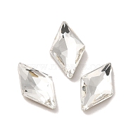 Glass Rhinestone Cabochons, Point Back & Back Plated, Faceted, Rhombus, Crystal, 10x6x2.5mm(RGLA-P037-05B-001)