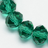 Handmade Glass Beads, Faceted Rondelle, Sea Green, 12x8mm, Hole: 1mm, about 72pcs/strand(X-G02YI0S4)