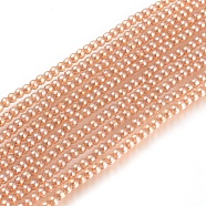 Electroplate Glass Beads Strands, Round, Pear Luster Plated, Light Salmon, 2mm, Hole: 0.6mm, about 180pcs/strand, 14.17 inch(36cm)(X-EGLA-I013-2mm-PL01)