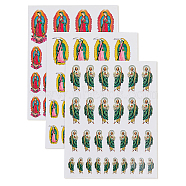 9 Sheets 3 Style Nail Art Stickers, 3D Nail Decals, Self Adhesive, for Nail Tips Decorations,  Priest/Virgin Mary/Death Pattern, Mixed Patterns, 1~3.2x0.6~1.6cm, 3 sheets/style(MRMJ-HY0002-29)