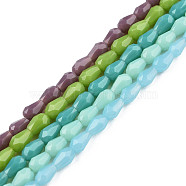 Imitation Jade Glass Beads Strands, Faceted Teardrop, Mixed Color, 4x3mm, Hole: 0.8mm, about 98~100pcs/strand, 15.94 inch~16.73 inch(40.5~42.5cm)(GLAA-N052-02)
