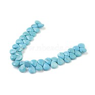 Natural Howlite Beads Strands, Top Drilled Beads, Dyed, Faceted, Teardrop, Sky Blue, 10x8x3.5~4mm, Hole: 0.8mm, about 40pcs/strand, 6.6 inch(17cm)(X-G-P398-B)