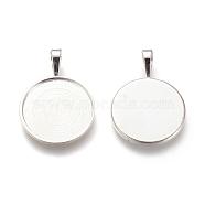 Alloy Pendant Cabochon Settings, Nickel Free, Real Platinum Plated, Flat Round, Tray: 25mm, 39x27x7.5mm, Hole: 9.5x6mm(KK-T014-48P)