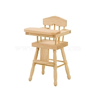 Wood Baby High Chair Miniature Ornaments, Micro Landscape Home Dollhouse Furniture Accessories, Pretending Prop Decoration, BurlyWood, 55x52x97mm(PW-WG15035-01)