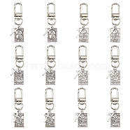 Alloy Tarot Pendants Decorations, with Alloy Swivel Clasps and Cross Charms, Rectangle, Antique Silver, 59mm, 6pcs/set, 2 sets/box(HJEW-DC0001-15)