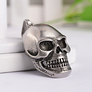 Retro 316 Surgical Stainless Steel Skull pendants, Antique Silver, 47.5x25x19mm, Hole: 6.5x11mm(X-STAS-E096-57AS)