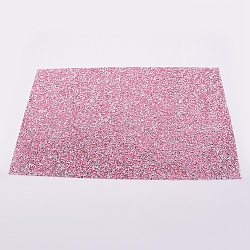 Glitter Hotfix Resin Rhinestone, Hot Melt Adhesive on the Back, Costume Accessories, Rectangle, Pink, 400x241x2mm(DIY-WH0175-48G)