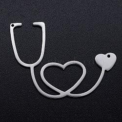 Tarnish Resistant 201 Stainless Steel Pendants, Stethoscope, Stainless Steel Color, 30x40x1mm, Hole: 1mm(STAS-T046-JN264-1)