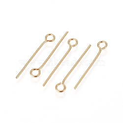 304 Stainless Steel Eye Pins, Golden, 23 Gauge, 20x0.6mm, Hole: 2mm(A-STAS-L238-005I-G)