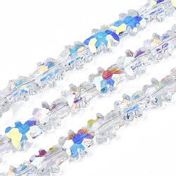 Electroplate Transparent Glass Beads Strands, AB Color Plated, Faceted, Bear, Clear AB, 9.5x8.5x4mm, Hole: 1mm, about 79pcs/strand, 29.33 inch(74.5cm)(EGLA-N002-21A-B01)