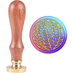 Brass Wax Seal Stamp with Handle, for DIY Scrapbooking, Leaf Pattern, 89x30mm(AJEW-WH0184-1116)