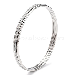 Non-Tarnish 3Pcs 304 Stainless Steel Plain Bangles Set, Stackable Bangles, Stainless Steel Color, Inner Diameter: 2-3/8 inch(6cm)(BJEW-G684-02A-P)