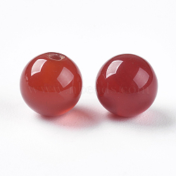 Natural Carnelian Beads, Half Drilled, Dyed & Heated, Round, 6mm, Hole: 1mm(X-G-K275-12-6mm)