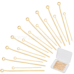 100Pcs 2 Style Brass Eye Pins, Real 18K Gold Plated, 30~45mm, Hole: 1.6~2mm, 50pcs/style(KK-BBC0001-15)