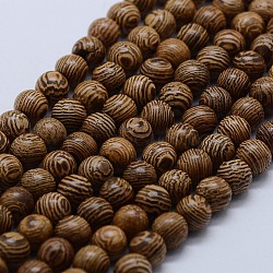 Natural Wenge Wood Beads Strands, Round, 8~8.5mm, Hole: 1.5mm, about 50pcs/strand, 15.5 inch(39.5cm)(WOOD-F006-02-8mm)