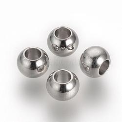 Tarnish Resistant 201 Stainless Steel Spacer Beads, Rondelle, Stainless Steel Color, 6x4.5mm, Hole: 3mm(STAS-R071-36)