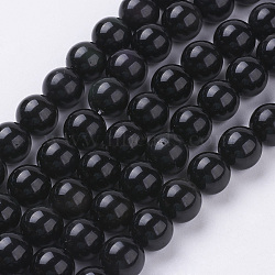 Natural Obsidian Beads Strands, Round, Grade AA, Black, 10mm, about 39pcs/strand, 15.7 inch(X-G-G099-10mm-24)