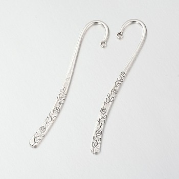 Tibetan Silver Bookmark, Lead Free and Cadmium Free, Antique Silver, 2.1cm wide, 11.8cm long, hole: 2mm