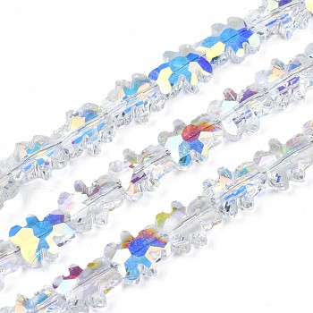 Electroplate Transparent Glass Beads Strands, AB Color Plated, Faceted, Bear, Clear AB, 9.5x8.5x4mm, Hole: 1mm, about 79pcs/strand, 29.33 inch(74.5cm)