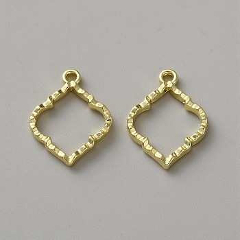 Alloy Pendants, for DIY Accessories, Rhombus, Real 14K Gold Plated, 22.5x16.5x2.5mm, Hole: 2mm