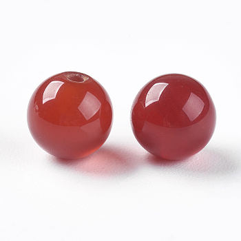 Natural Carnelian Beads, Half Drilled, Dyed & Heated, Round, 6mm, Hole: 1mm