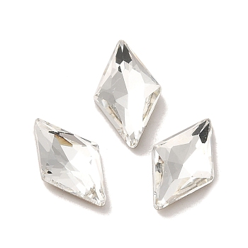 Glass Rhinestone Cabochons, Point Back & Back Plated, Faceted, Rhombus, Crystal, 10x6x2.5mm